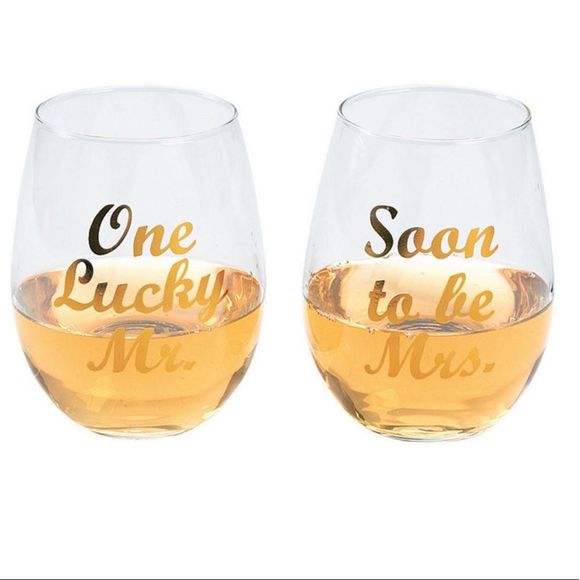 Bride Groom stemless wine glasses - Picture 2 of 3